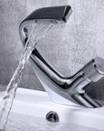 Annetta - Modern Chrome Plated Solid Brass Waterfall Spout Bathroom Faucet
