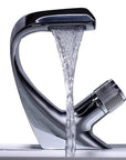 Annetta - Modern Chrome Plated Solid Brass Waterfall Spout Bathroom Faucet