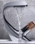 Annetta - Modern Chrome Plated Solid Brass Waterfall Spout Bathroom Faucet